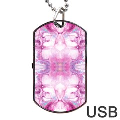 Pink Abstract Repeats Dog Tag Usb Flash (two Sides) by kaleidomarblingart