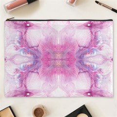 Pink Abstract Repeats Cosmetic Bag (xxxl) by kaleidomarblingart