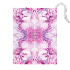 Pink Abstract Repeats Drawstring Pouch (4xl) by kaleidomarblingart