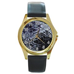 Circuits Round Gold Metal Watch by MRNStudios