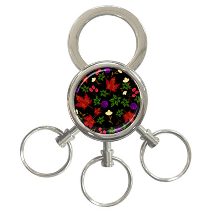 Golden autumn, red-yellow leaves and flowers  3-Ring Key Chain