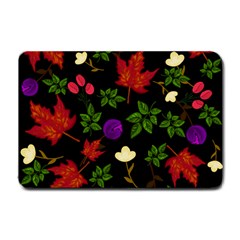 Golden Autumn, Red-yellow Leaves And Flowers  Small Doormat  by Daria3107