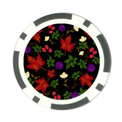 Golden Autumn, Red-yellow Leaves And Flowers  Poker Chip Card Guard by Daria3107