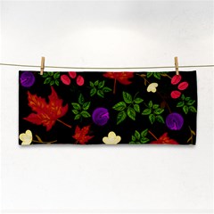 Golden Autumn, Red-yellow Leaves And Flowers  Hand Towel by Daria3107