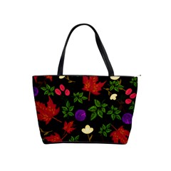 Golden Autumn, Red-yellow Leaves And Flowers  Classic Shoulder Handbag by Daria3107