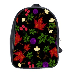 Golden Autumn, Red-yellow Leaves And Flowers  School Bag (large) by Daria3107