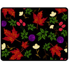 Golden Autumn, Red-yellow Leaves And Flowers  Fleece Blanket (medium)  by Daria3107