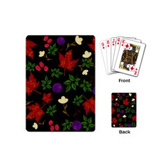 Golden Autumn, Red-yellow Leaves And Flowers  Playing Cards Single Design (mini) by Daria3107