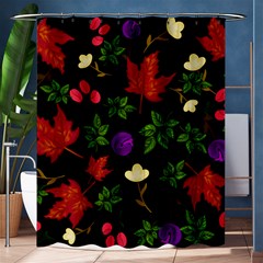 Golden Autumn, Red-yellow Leaves And Flowers  Shower Curtain 60  X 72  (medium)  by Daria3107