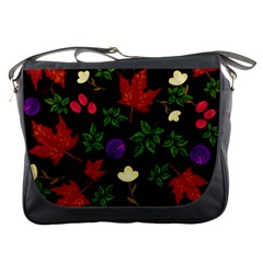 Golden Autumn, Red-yellow Leaves And Flowers  Messenger Bag by Daria3107