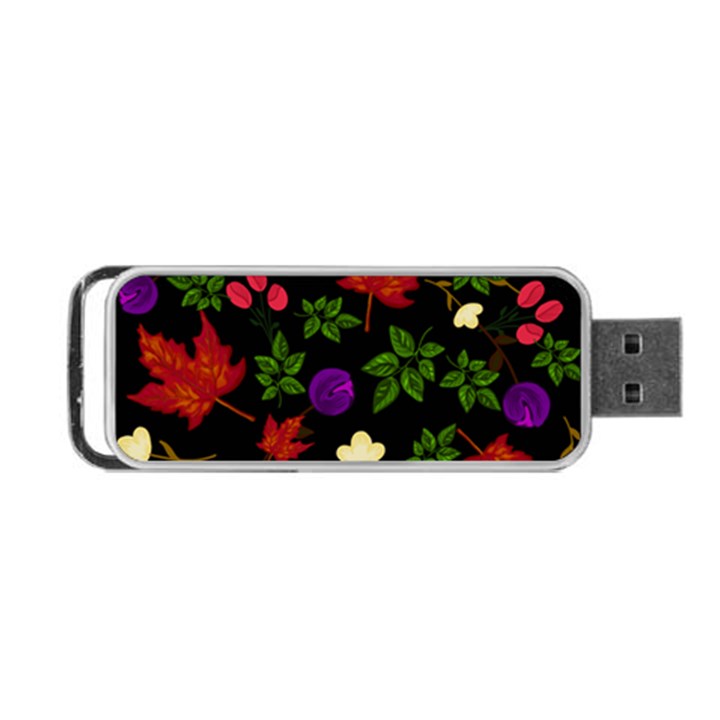 Golden autumn, red-yellow leaves and flowers  Portable USB Flash (One Side)