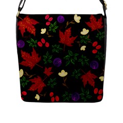 Golden Autumn, Red-yellow Leaves And Flowers  Flap Closure Messenger Bag (l) by Daria3107