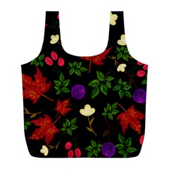 Golden Autumn, Red-yellow Leaves And Flowers  Full Print Recycle Bag (l) by Daria3107