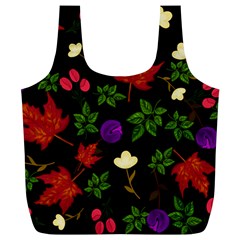 Golden Autumn, Red-yellow Leaves And Flowers  Full Print Recycle Bag (xl) by Daria3107