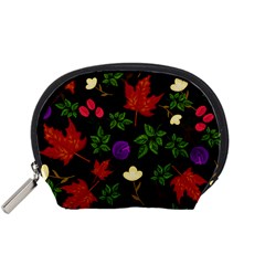 Golden Autumn, Red-yellow Leaves And Flowers  Accessory Pouch (small) by Daria3107