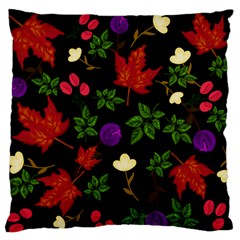 Golden Autumn, Red-yellow Leaves And Flowers  Large Flano Cushion Case (two Sides) by Daria3107