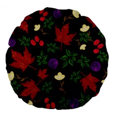 Golden Autumn, Red-yellow Leaves And Flowers  Large 18  Premium Flano Round Cushions by Daria3107