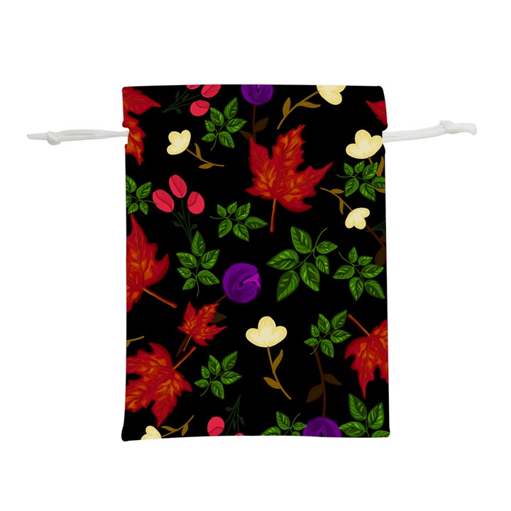 Golden autumn, red-yellow leaves and flowers  Lightweight Drawstring Pouch (M)