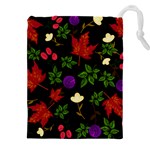 Golden autumn, red-yellow leaves and flowers  Drawstring Pouch (4XL) Front