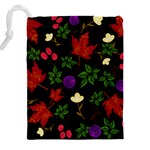 Golden autumn, red-yellow leaves and flowers  Drawstring Pouch (4XL) Back