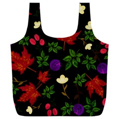 Golden Autumn, Red-yellow Leaves And Flowers  Full Print Recycle Bag (xxl) by Daria3107