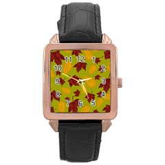 Golden Autumn Rose Gold Leather Watch  by Daria3107