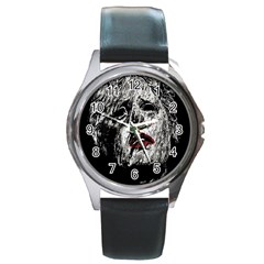 Creepy Head Sculpture Artwork Round Metal Watch by dflcprintsclothing