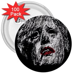 Creepy Head Sculpture Artwork 3  Buttons (100 Pack)  by dflcprintsclothing