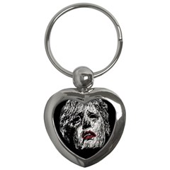 Creepy Head Sculpture Artwork Key Chain (heart) by dflcprintsclothing