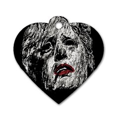 Creepy Head Sculpture Artwork Dog Tag Heart (one Side) by dflcprintsclothing