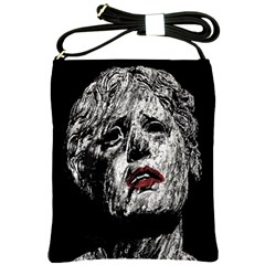 Creepy Head Sculpture Artwork Shoulder Sling Bag by dflcprintsclothing