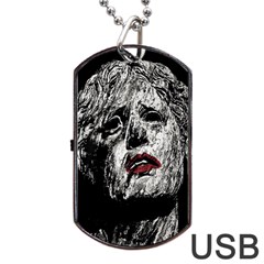 Creepy Head Sculpture Artwork Dog Tag Usb Flash (two Sides) by dflcprintsclothing