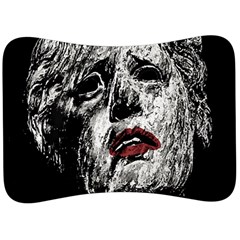 Creepy Head Sculpture Artwork Velour Seat Head Rest Cushion by dflcprintsclothing