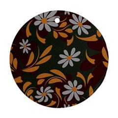 Folk Flowers Pattern Floral Surface Design Ornament (round)