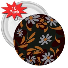 Folk Flowers Pattern Floral Surface Design 3  Buttons (10 Pack)  by Eskimos