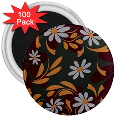 Folk Flowers Pattern Floral Surface Design 3  Magnets (100 Pack) by Eskimos