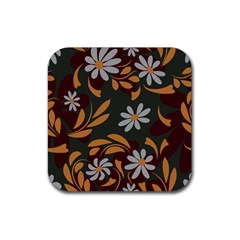 Folk Flowers Pattern Floral Surface Design Rubber Coaster (square)  by Eskimos