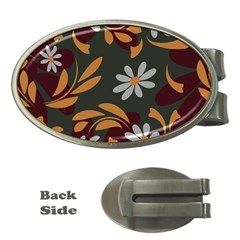 Folk Flowers Pattern Floral Surface Design Money Clips (oval)  by Eskimos