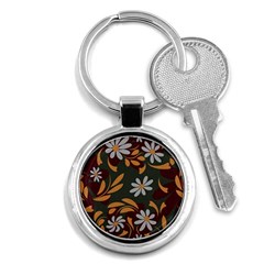 Folk Flowers Pattern Floral Surface Design Key Chain (round) by Eskimos