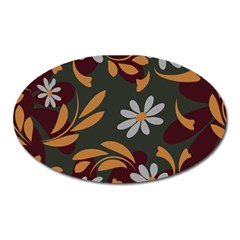 Folk Flowers Pattern Floral Surface Design Oval Magnet by Eskimos