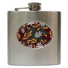 Folk Flowers Pattern Floral Surface Design Hip Flask (6 Oz) by Eskimos