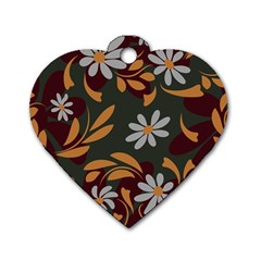 Folk Flowers Pattern Floral Surface Design Dog Tag Heart (one Side) by Eskimos