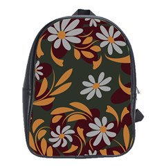 Folk Flowers Pattern Floral Surface Design School Bag (large) by Eskimos