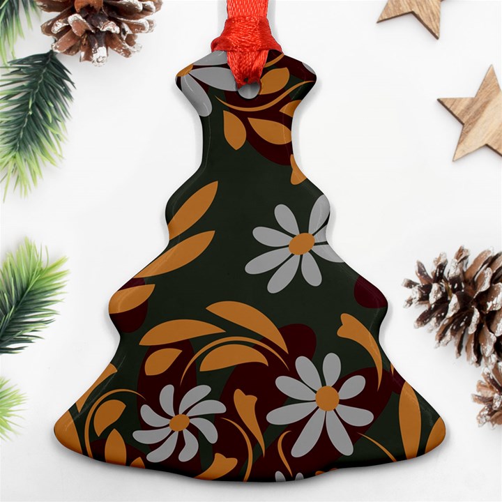 Folk flowers pattern Floral surface design Christmas Tree Ornament (Two Sides)