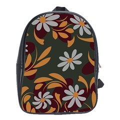 Folk Flowers Pattern Floral Surface Design School Bag (xl) by Eskimos