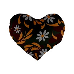 Folk Flowers Pattern Floral Surface Design Standard 16  Premium Heart Shape Cushions by Eskimos