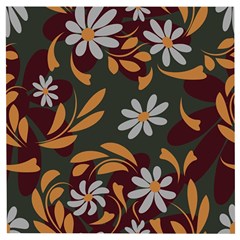 Folk Flowers Pattern Floral Surface Design Wooden Puzzle Square by Eskimos