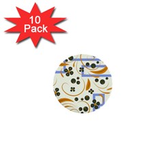 Folk flowers pattern Floral surface design 1  Mini Buttons (10 pack) 