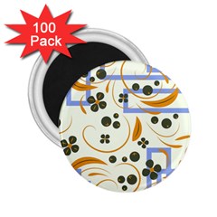 Folk flowers pattern Floral surface design 2.25  Magnets (100 pack) 