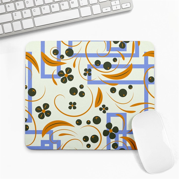 Folk flowers pattern Floral surface design Large Mousepads